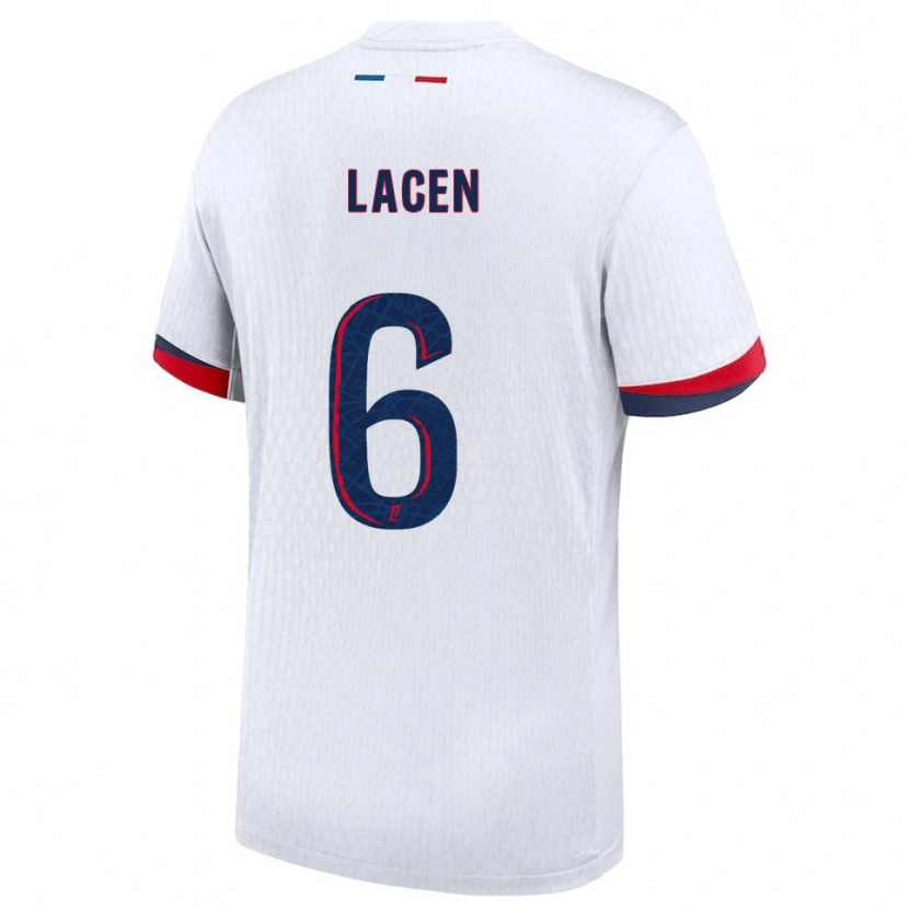 Danxen Niño Camiseta Michaël Lacen #6 Blanco Rojo 2ª Equipación 2025/26 La Camisa