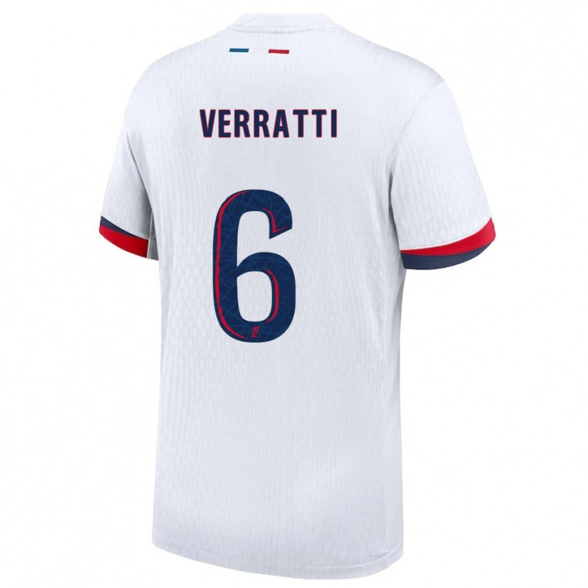 Danxen Niño Camiseta Marco Verratti #6 Blanco Rojo 2ª Equipación 2025/26 La Camisa