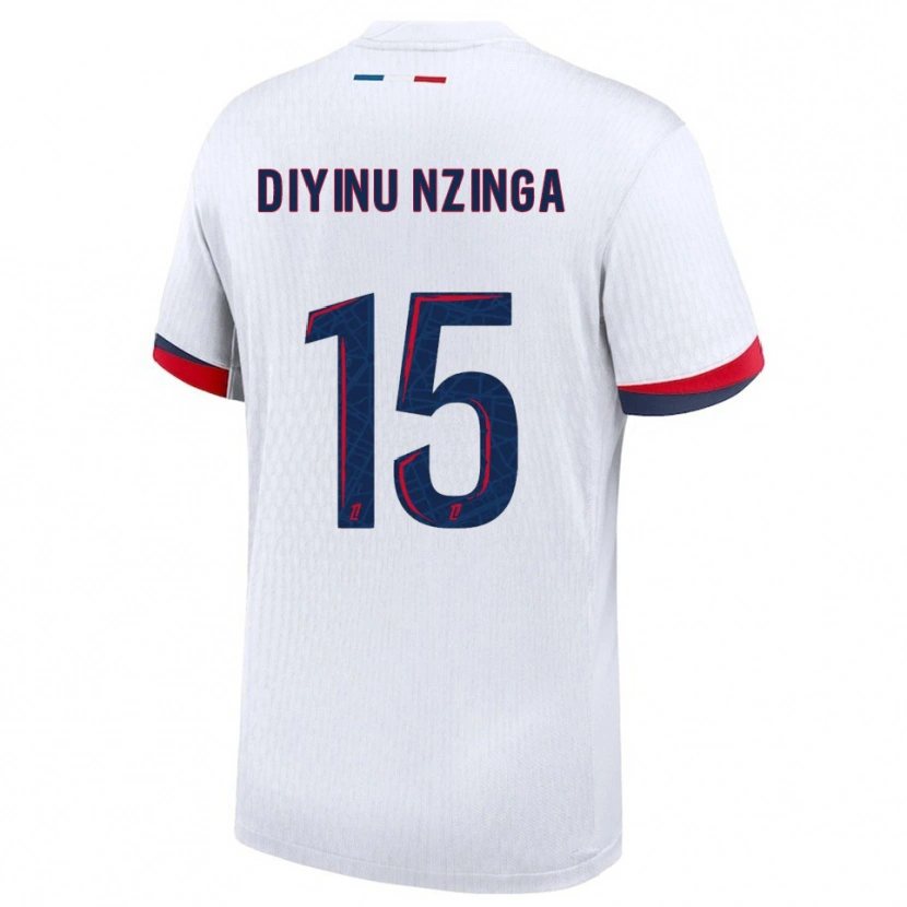Danxen Niño Camiseta Vainqueur Diyinu Nzinga #15 Blanco Rojo 2ª Equipación 2025/26 La Camisa