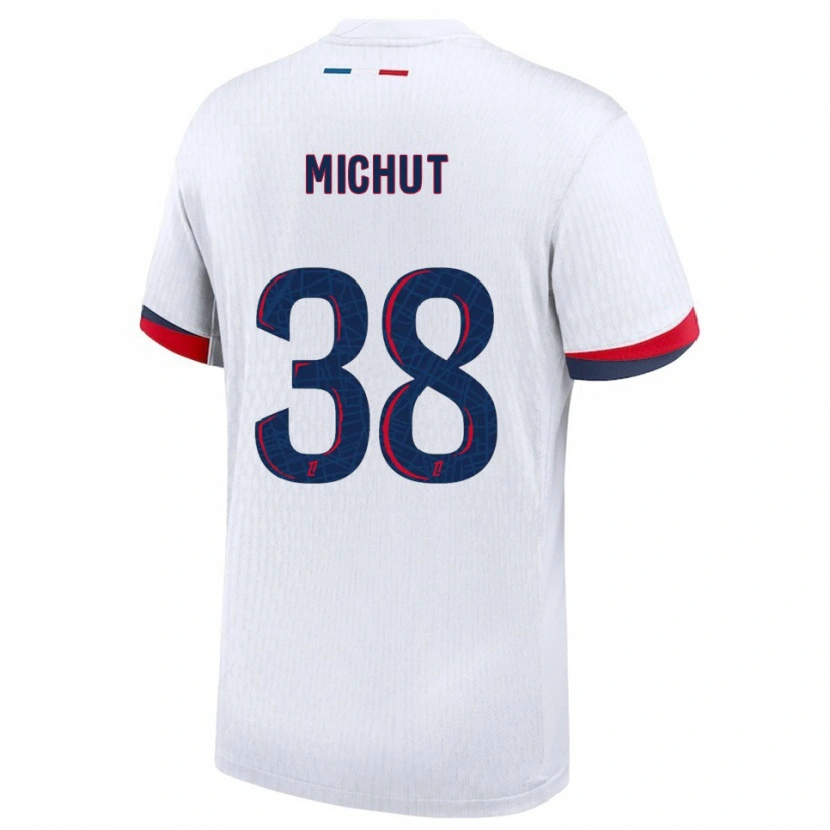 Danxen Niño Camiseta Edouard Michut #38 Blanco Rojo 2ª Equipación 2025/26 La Camisa