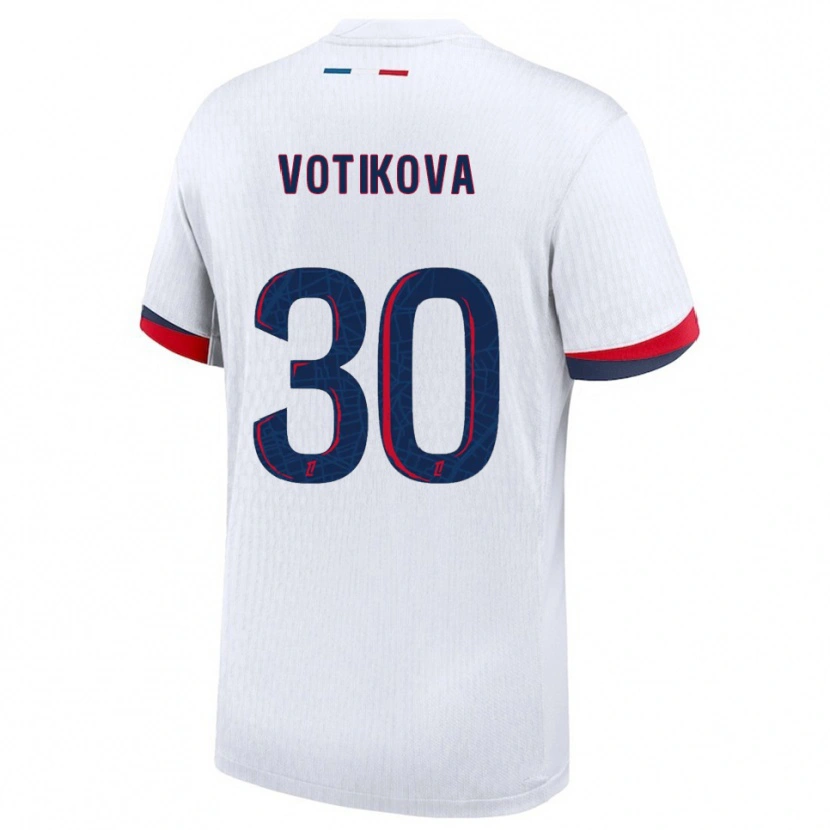 Danxen Niño Camiseta Barbora Votikova #30 Blanco Rojo 2ª Equipación 2025/26 La Camisa