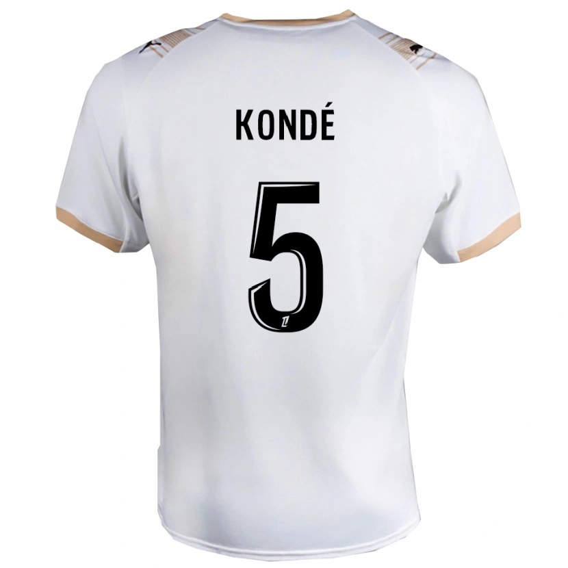 Danxen Niño Camiseta Jean-Charles Kondé #5 Blanco Negro 2ª Equipación 2025/26 La Camisa