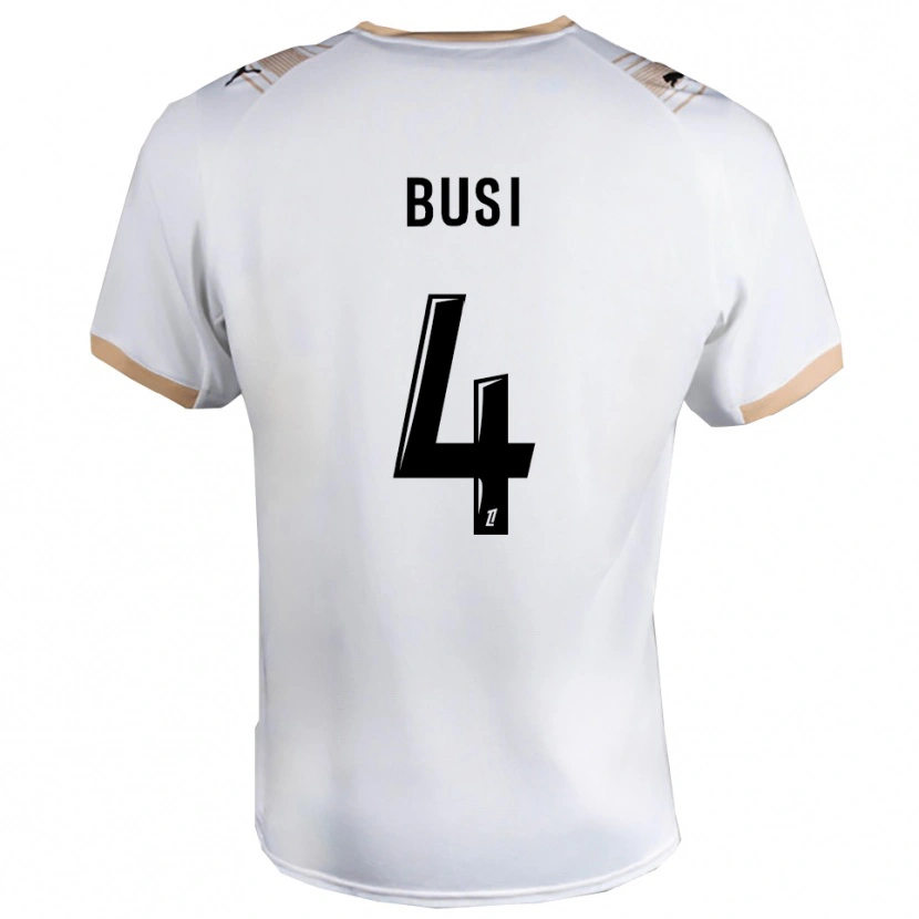 Danxen Niño Camiseta Maxime Busi #4 Blanco Negro 2ª Equipación 2025/26 La Camisa