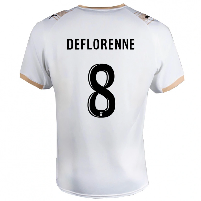 Danxen Niño Camiseta Théo Deflorenne #8 Blanco Negro 2ª Equipación 2025/26 La Camisa