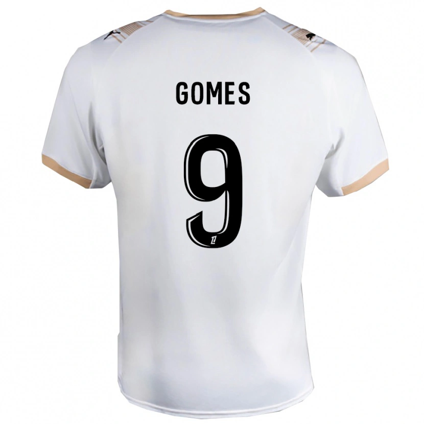 Danxen Niño Camiseta Mélissa Gomes #9 Blanco Negro 2ª Equipación 2025/26 La Camisa