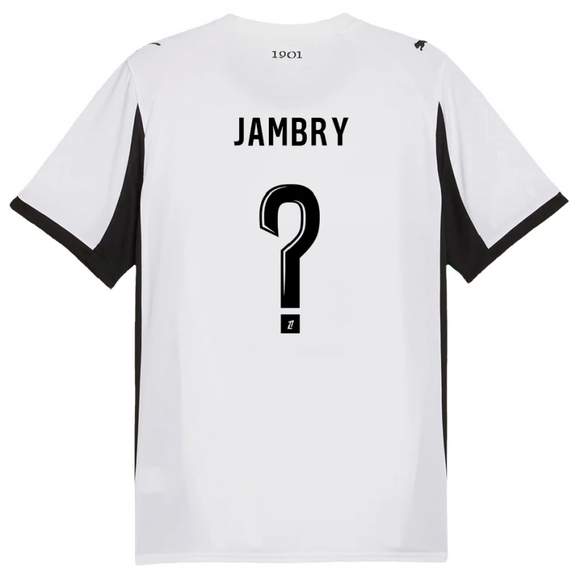 Danxen Niño Camiseta Melvin Jambry #0 Blanco Negro 2ª Equipación 2025/26 La Camisa