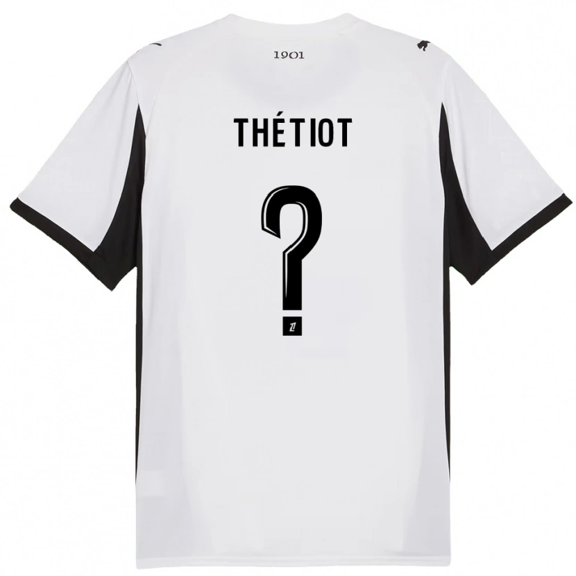 Danxen Niño Camiseta Firmin Thétiot #0 Blanco Negro 2ª Equipación 2025/26 La Camisa