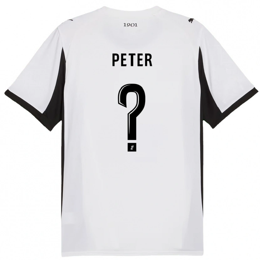 Danxen Niño Camiseta Joseph Peter #0 Blanco Negro 2ª Equipación 2025/26 La Camisa