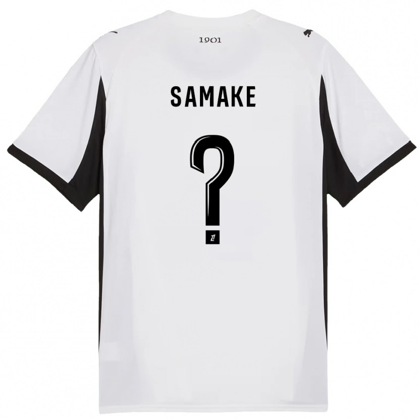 Danxen Niño Camiseta Wilson Samaké #0 Blanco Negro 2ª Equipación 2025/26 La Camisa