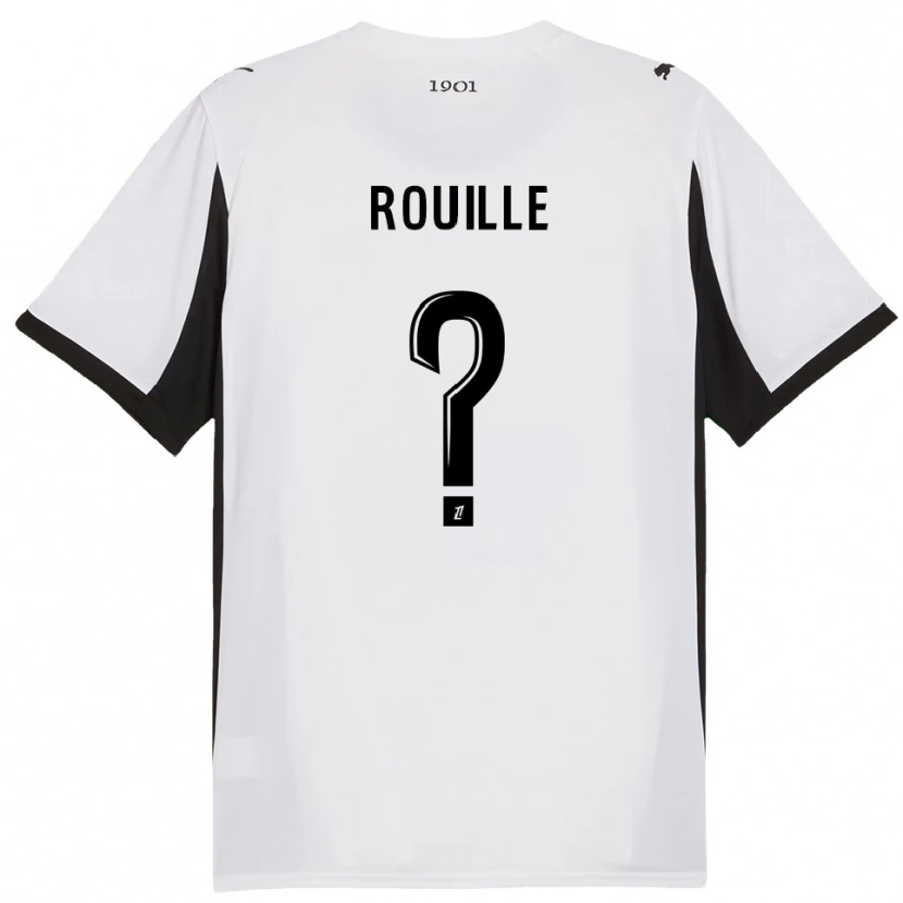 Danxen Niño Camiseta Léo Rouillé #0 Blanco Negro 2ª Equipación 2025/26 La Camisa
