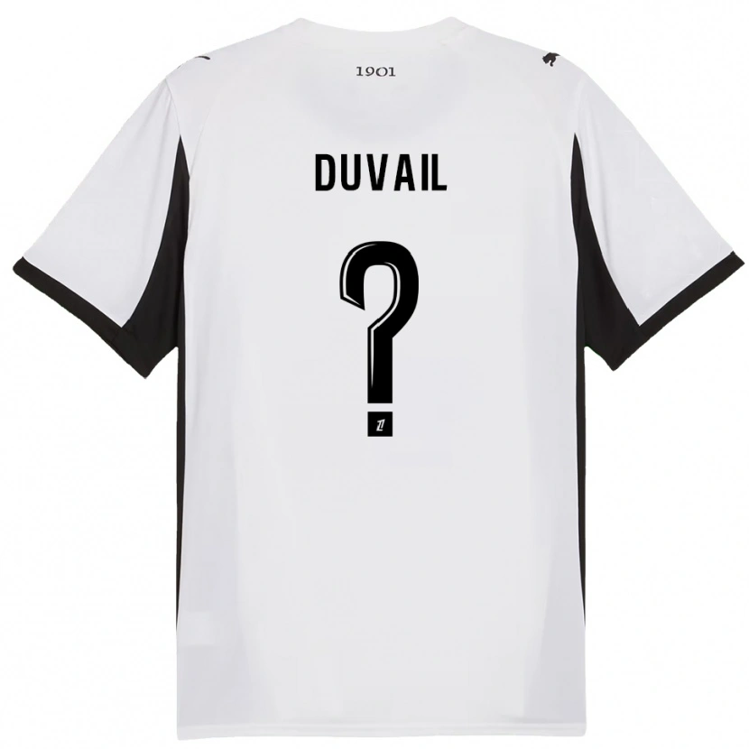 Danxen Niño Camiseta Jules Duvail #0 Blanco Negro 2ª Equipación 2025/26 La Camisa