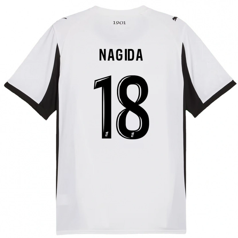 Danxen Niño Camiseta Mahamadou Nagida #18 Blanco Negro 2ª Equipación 2025/26 La Camisa
