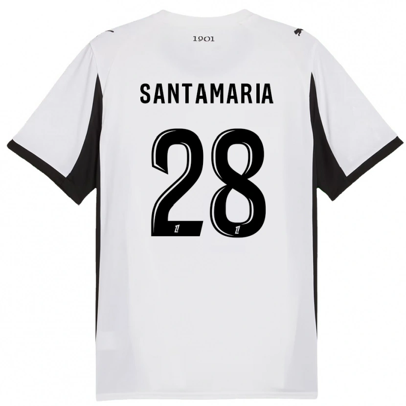Danxen Niño Camiseta Baptiste Santamaria #28 Blanco Negro 2ª Equipación 2025/26 La Camisa