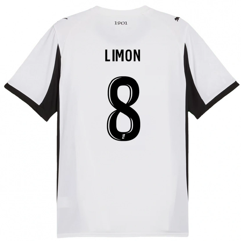 Danxen Niño Camiseta Paolo Limon #8 Blanco Negro 2ª Equipación 2025/26 La Camisa