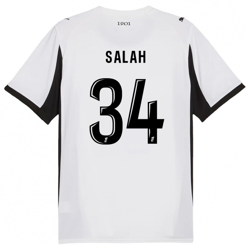 Danxen Niño Camiseta Ibrahim Salah #34 Blanco Negro 2ª Equipación 2025/26 La Camisa