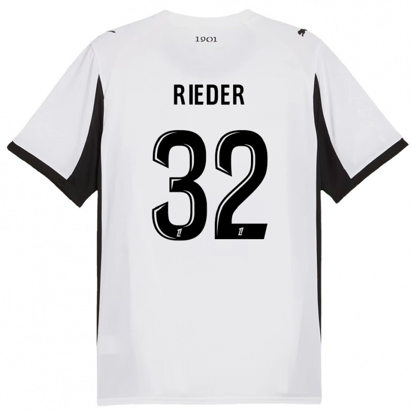 Danxen Niño Camiseta Fabian Rieder #32 Blanco Negro 2ª Equipación 2025/26 La Camisa