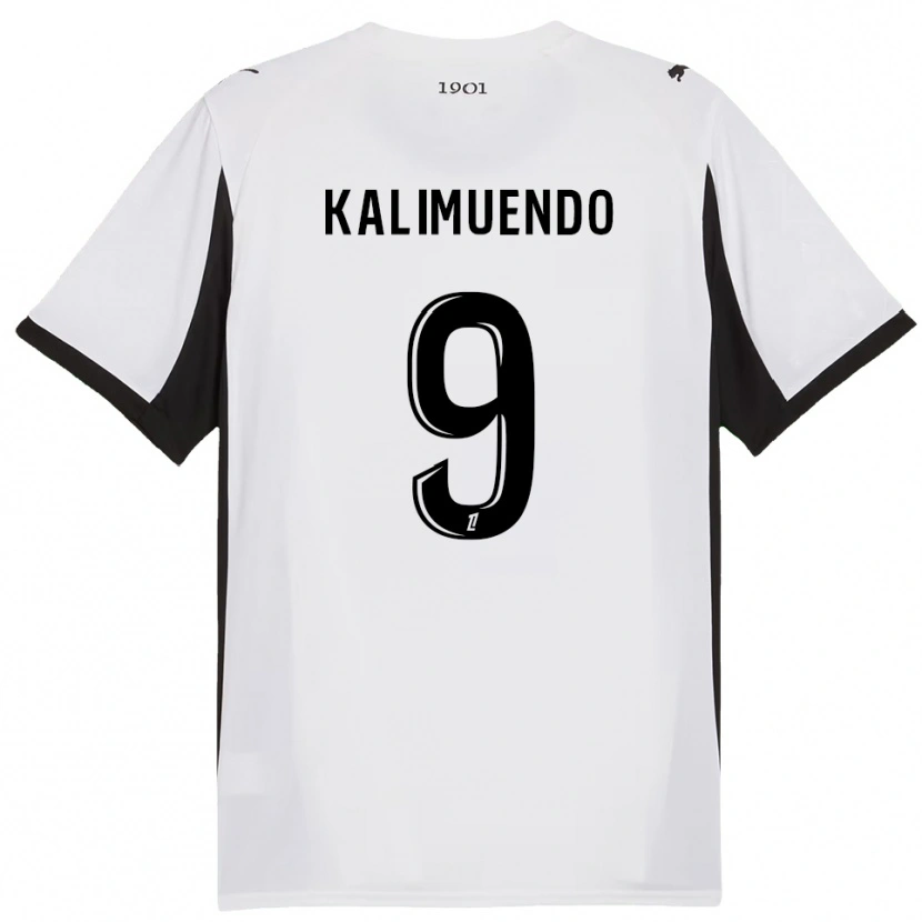 Danxen Niño Camiseta Arnaud Kalimuendo #9 Blanco Negro 2ª Equipación 2025/26 La Camisa