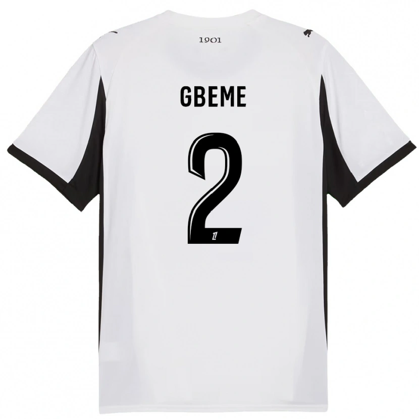 Danxen Niño Camiseta Mervin Gbeme #2 Blanco Negro 2ª Equipación 2025/26 La Camisa