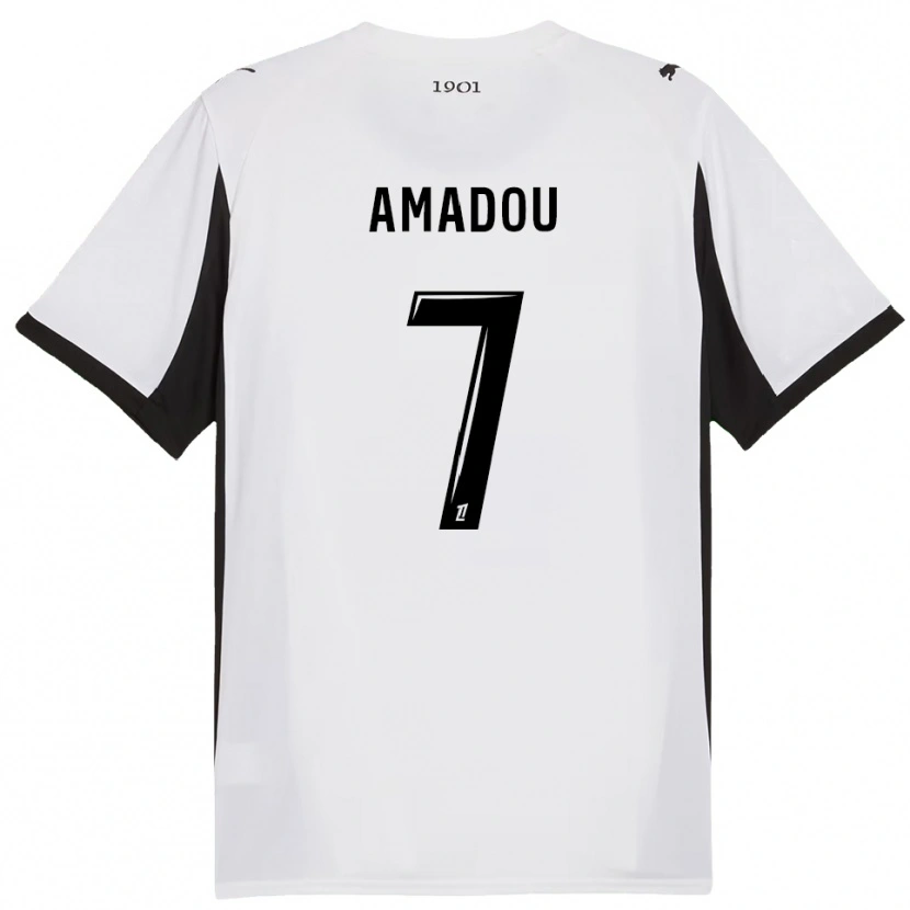 Danxen Niño Camiseta Amadou Diallo #7 Blanco Negro 2ª Equipación 2025/26 La Camisa