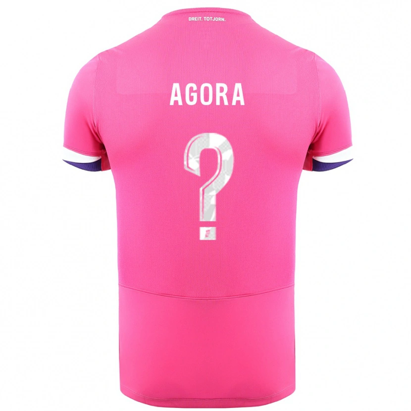 Danxen Niño Camiseta Yannick Agora #0 Rosa Blanco 2ª Equipación 2025/26 La Camisa