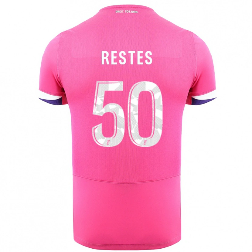 Danxen Niño Camiseta Guillaume Restes #50 Rosa Blanco 2ª Equipación 2025/26 La Camisa