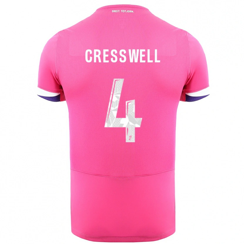 Danxen Niño Camiseta Charlie Cresswell #4 Rosa Blanco 2ª Equipación 2025/26 La Camisa