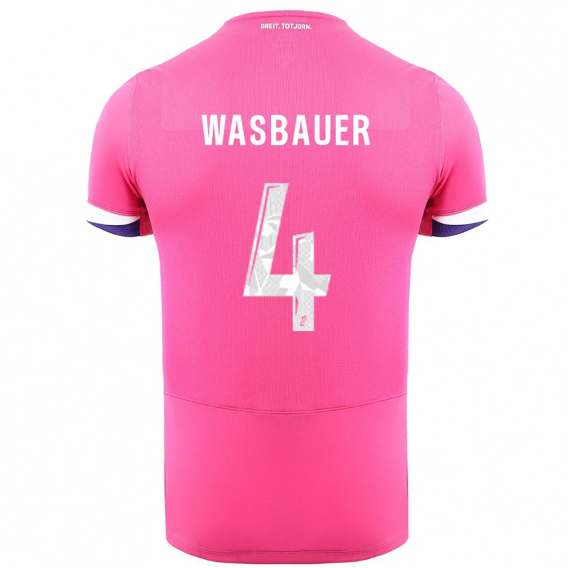 Danxen Niño Camiseta Nicolas Wasbauer #4 Rosa Blanco 2ª Equipación 2025/26 La Camisa