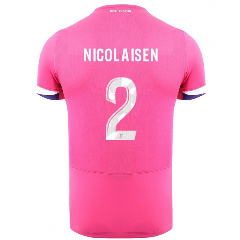 Danxen Niño Camiseta Rasmus Nicolaisen #2 Rosa Blanco 2ª Equipación 2025/26 La Camisa