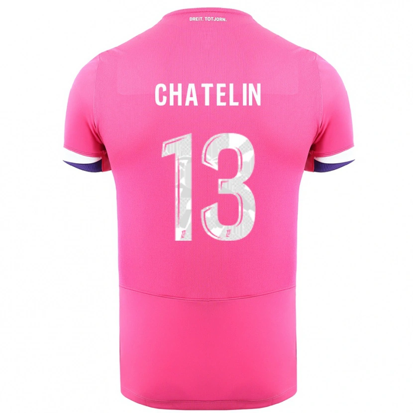 Danxen Niño Camiseta Delphin Chatelin #13 Rosa Blanco 2ª Equipación 2025/26 La Camisa