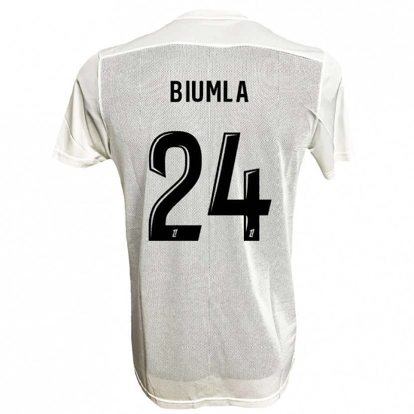 Danxen Niño Camiseta Emmanuel Biumla #24 Negro Blanco 2ª Equipación 2025/26 La Camisa