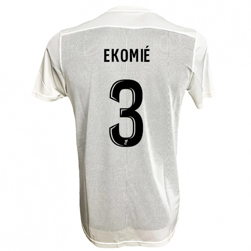 Danxen Niño Camiseta Jacques Ekomié #3 Negro Blanco 2ª Equipación 2025/26 La Camisa