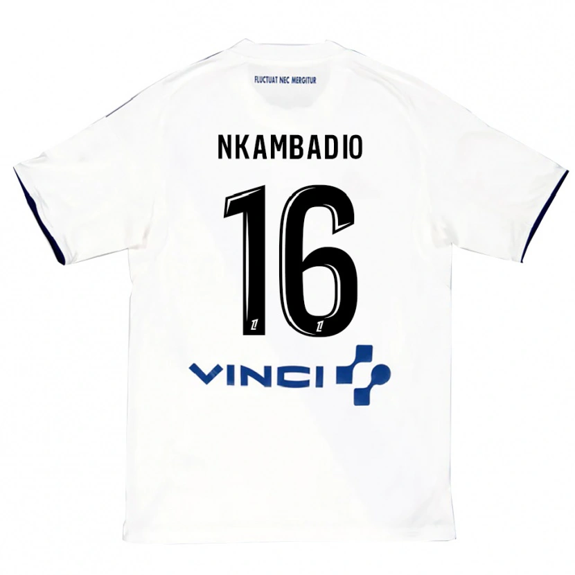 Danxen Niño Camiseta Obed Nkambadio #16 Blanco Azul 2ª Equipación 2025/26 La Camisa