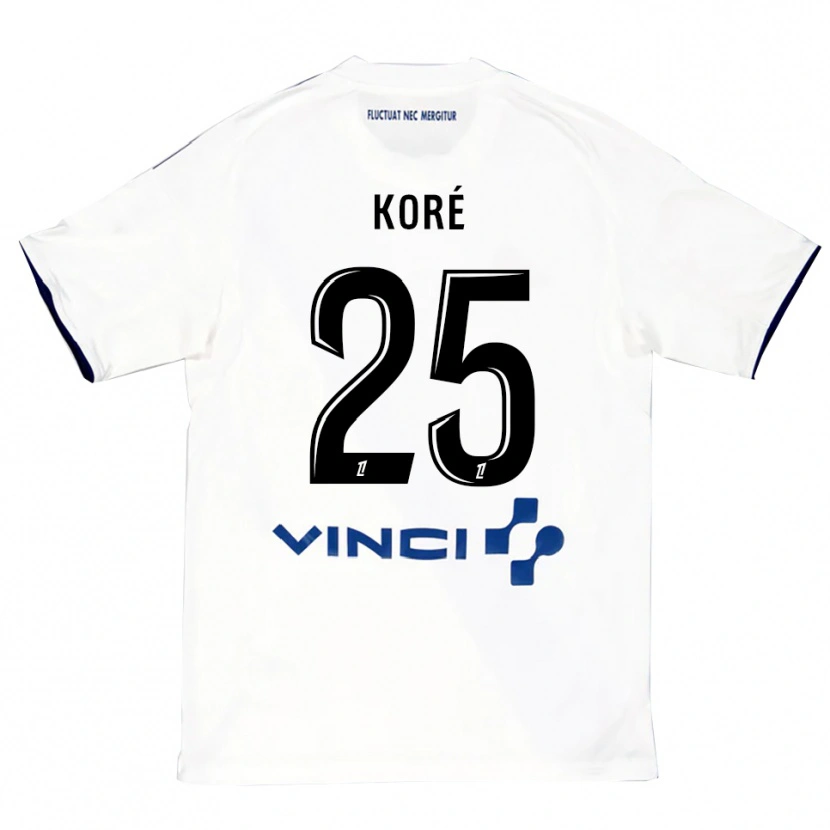 Danxen Niño Camiseta Yoan Koré #25 Blanco Azul 2ª Equipación 2025/26 La Camisa