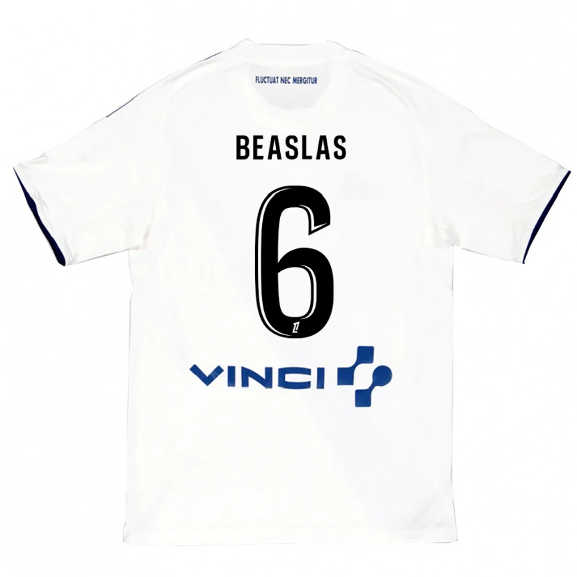 Danxen Niño Camiseta Matéo Beaslas #6 Blanco Azul 2ª Equipación 2025/26 La Camisa