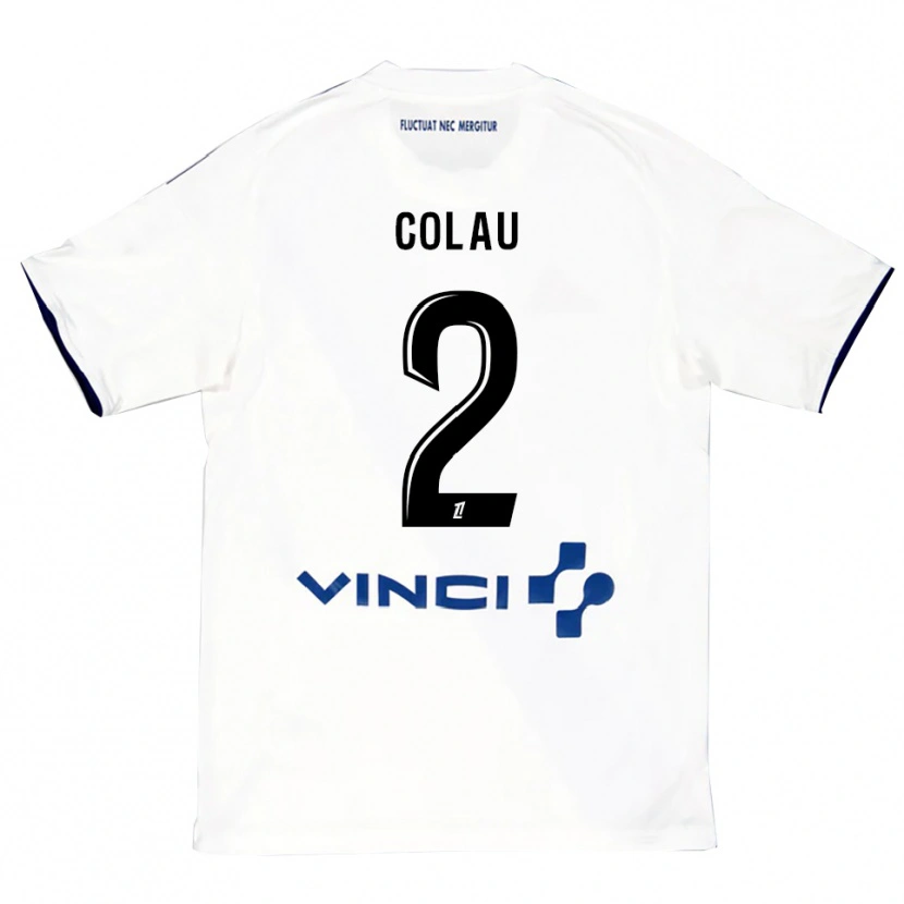 Danxen Niño Camiseta Dimitri Colau #2 Blanco Azul 2ª Equipación 2025/26 La Camisa