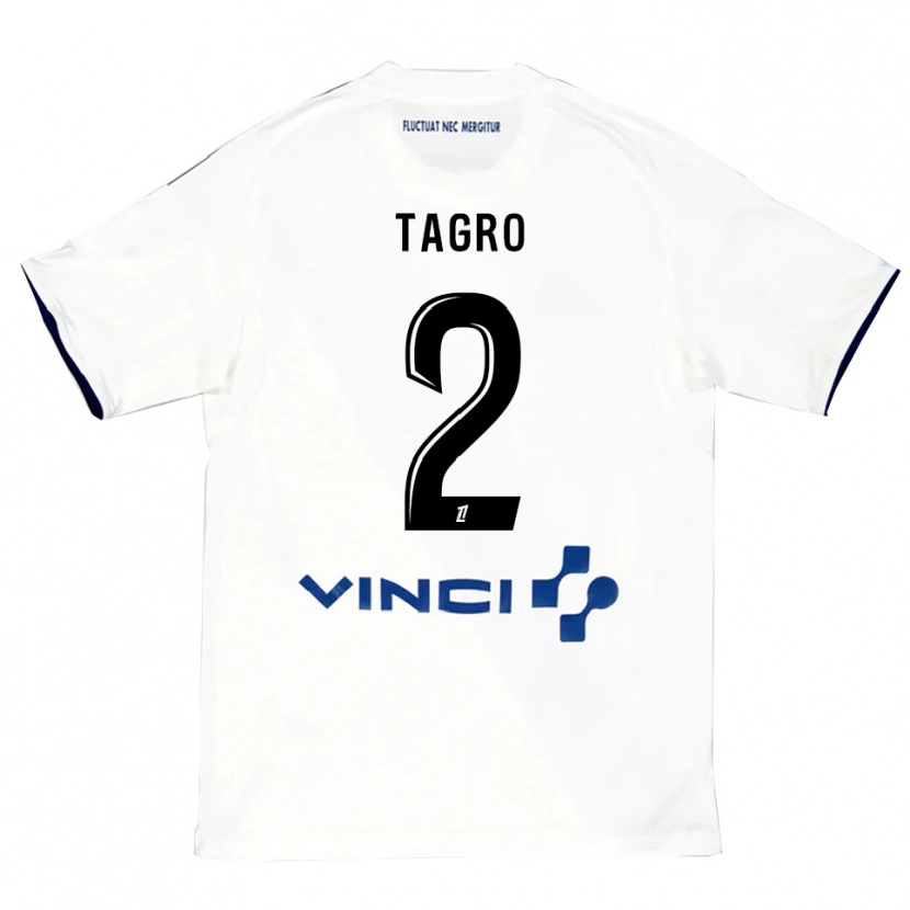 Danxen Niño Camiseta Lucas Tagro #2 Blanco Azul 2ª Equipación 2025/26 La Camisa