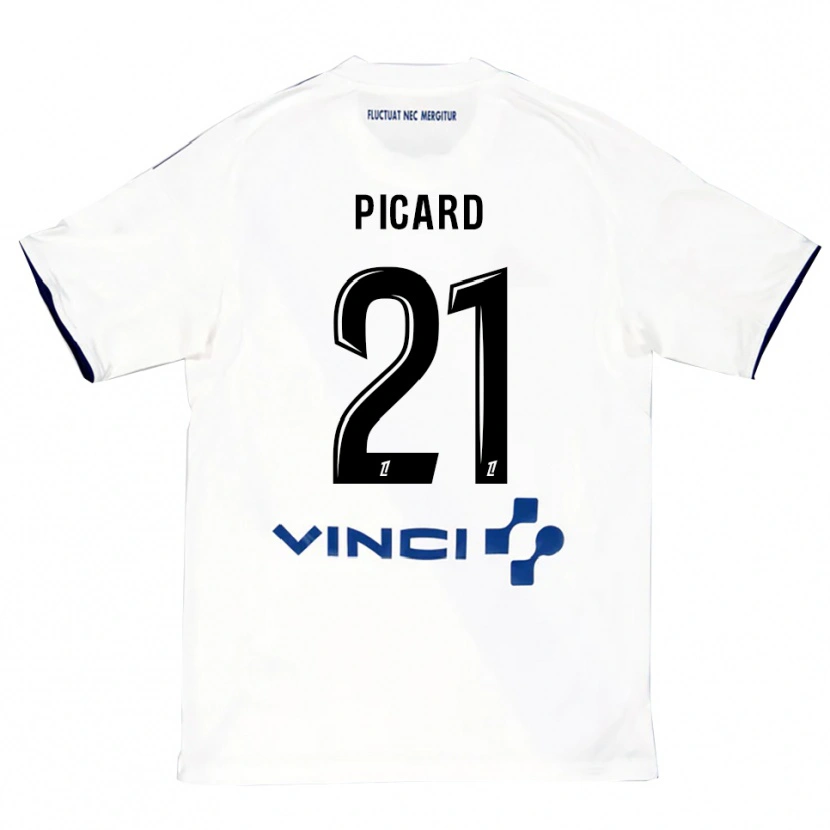Danxen Niño Camiseta Océane Picard #21 Blanco Azul 2ª Equipación 2025/26 La Camisa