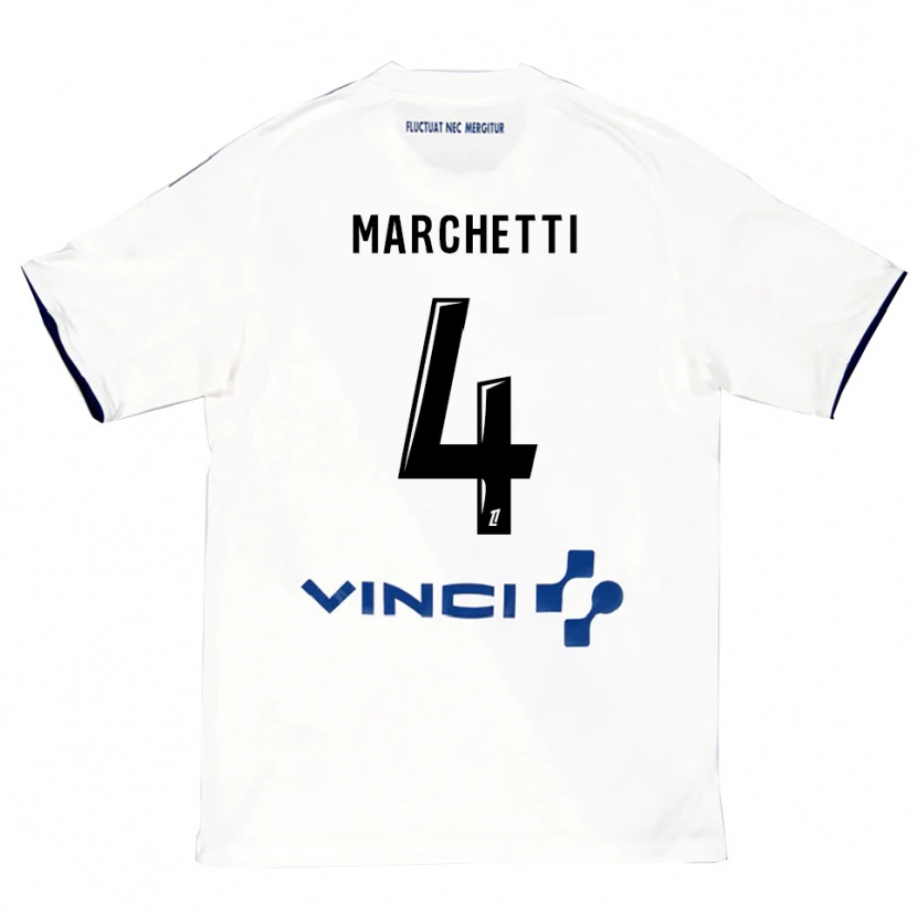 Danxen Niño Camiseta Vincent Marchetti #4 Blanco Azul 2ª Equipación 2025/26 La Camisa