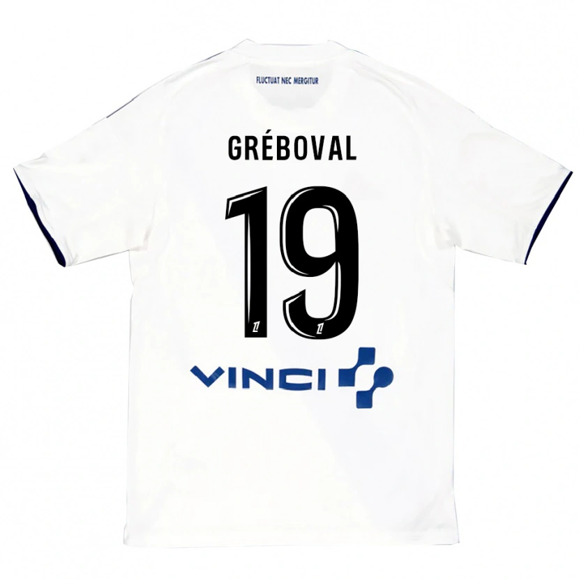 Danxen Niño Camiseta Théa Gréboval #19 Blanco Azul 2ª Equipación 2025/26 La Camisa