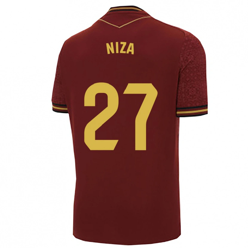 Danxen Niño Camiseta Sergio Niza #27 Burdeos Oro 2ª Equipación 2025/26 La Camisa