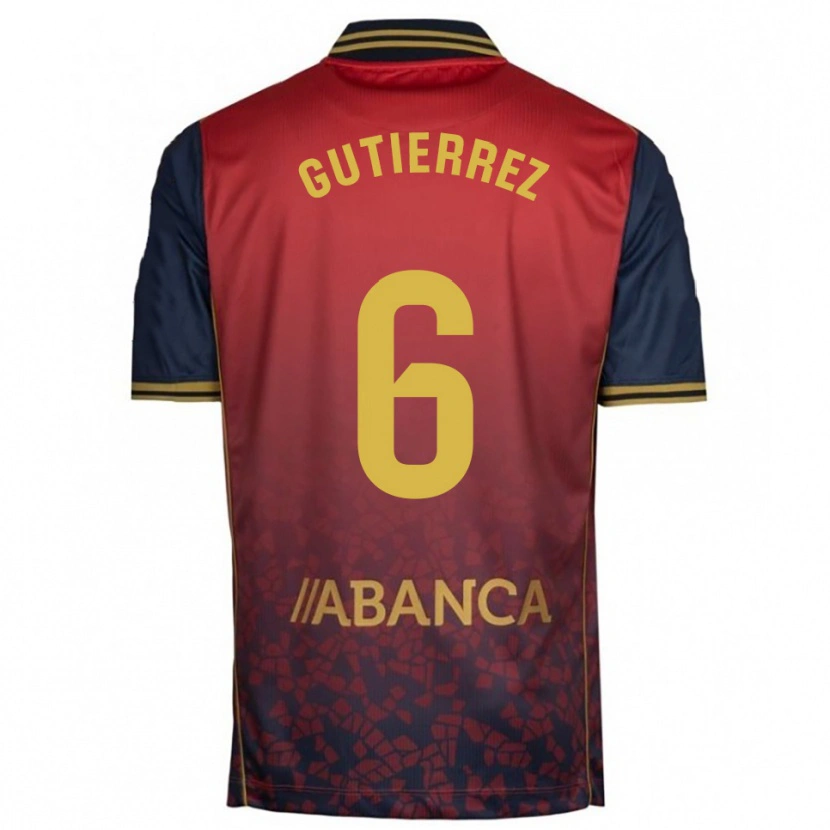 Danxen Niño Camiseta Paula Gutiérrez #6 Rojo Marino 2ª Equipación 2025/26 La Camisa