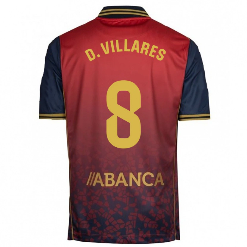 Danxen Niño Camiseta Diego Villares #8 Rojo Marino 2ª Equipación 2025/26 La Camisa