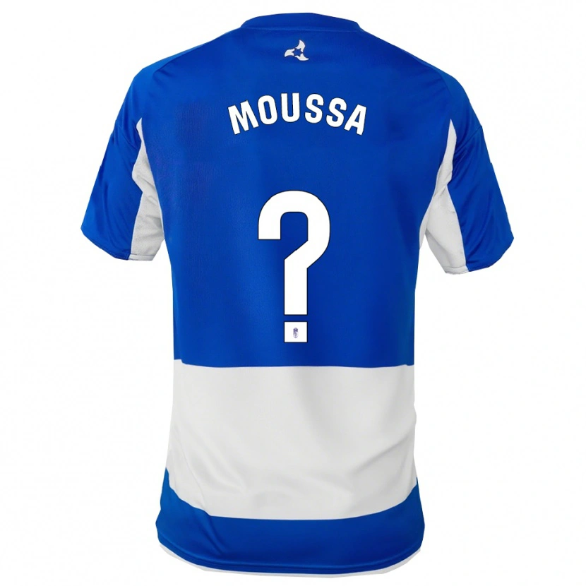 Danxen Niño Camiseta Ismael Mahamadou Moussa #0 Azul Blanco 2ª Equipación 2025/26 La Camisa