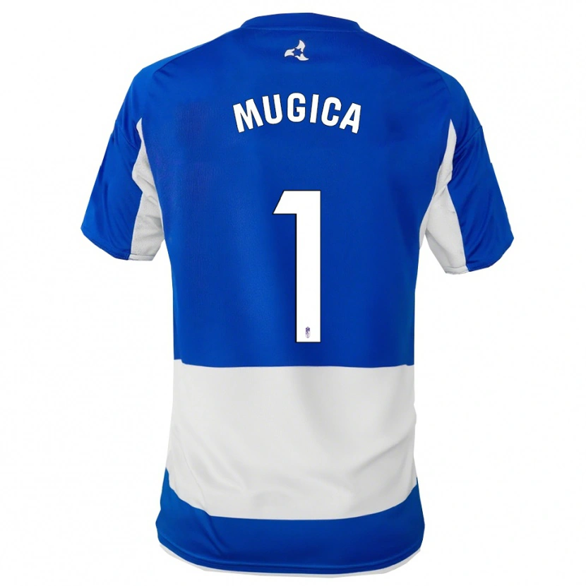 Danxen Niño Camiseta Juan Múgica #1 Azul Blanco 2ª Equipación 2025/26 La Camisa