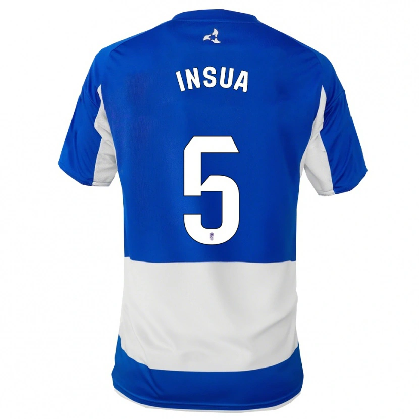 Danxen Niño Camiseta Pablo Insua #5 Azul Blanco 2ª Equipación 2025/26 La Camisa