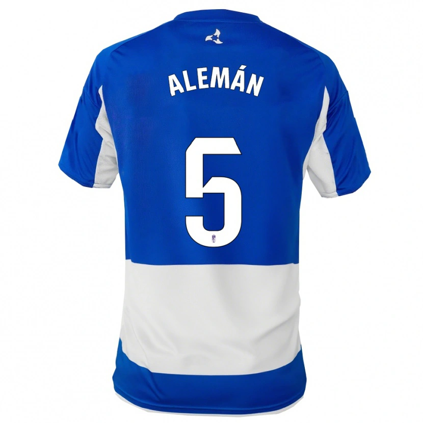 Danxen Niño Camiseta Carlos Alemán #5 Azul Blanco 2ª Equipación 2025/26 La Camisa
