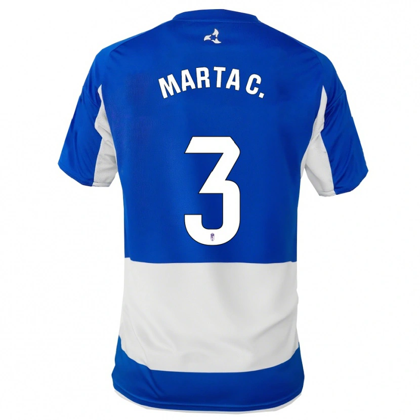 Danxen Niño Camiseta Marta Carrasco García #3 Azul Blanco 2ª Equipación 2025/26 La Camisa