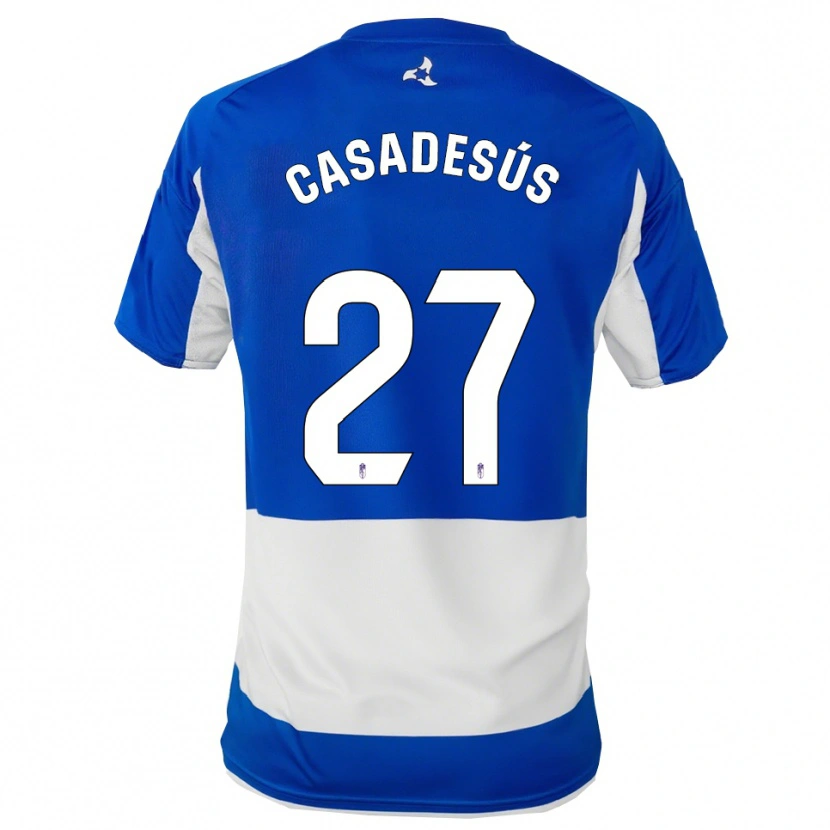 Danxen Niño Camiseta Pau Casadesús #27 Azul Blanco 2ª Equipación 2025/26 La Camisa