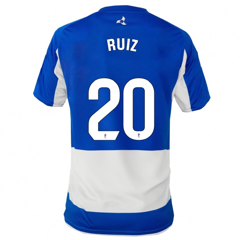 Danxen Niño Camiseta Sergio Ruiz #20 Azul Blanco 2ª Equipación 2025/26 La Camisa
