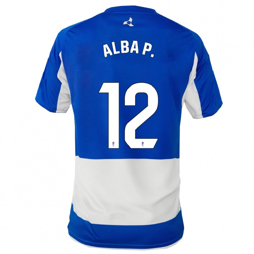 Danxen Niño Camiseta Alba Pérez Manrique #12 Azul Blanco 2ª Equipación 2025/26 La Camisa